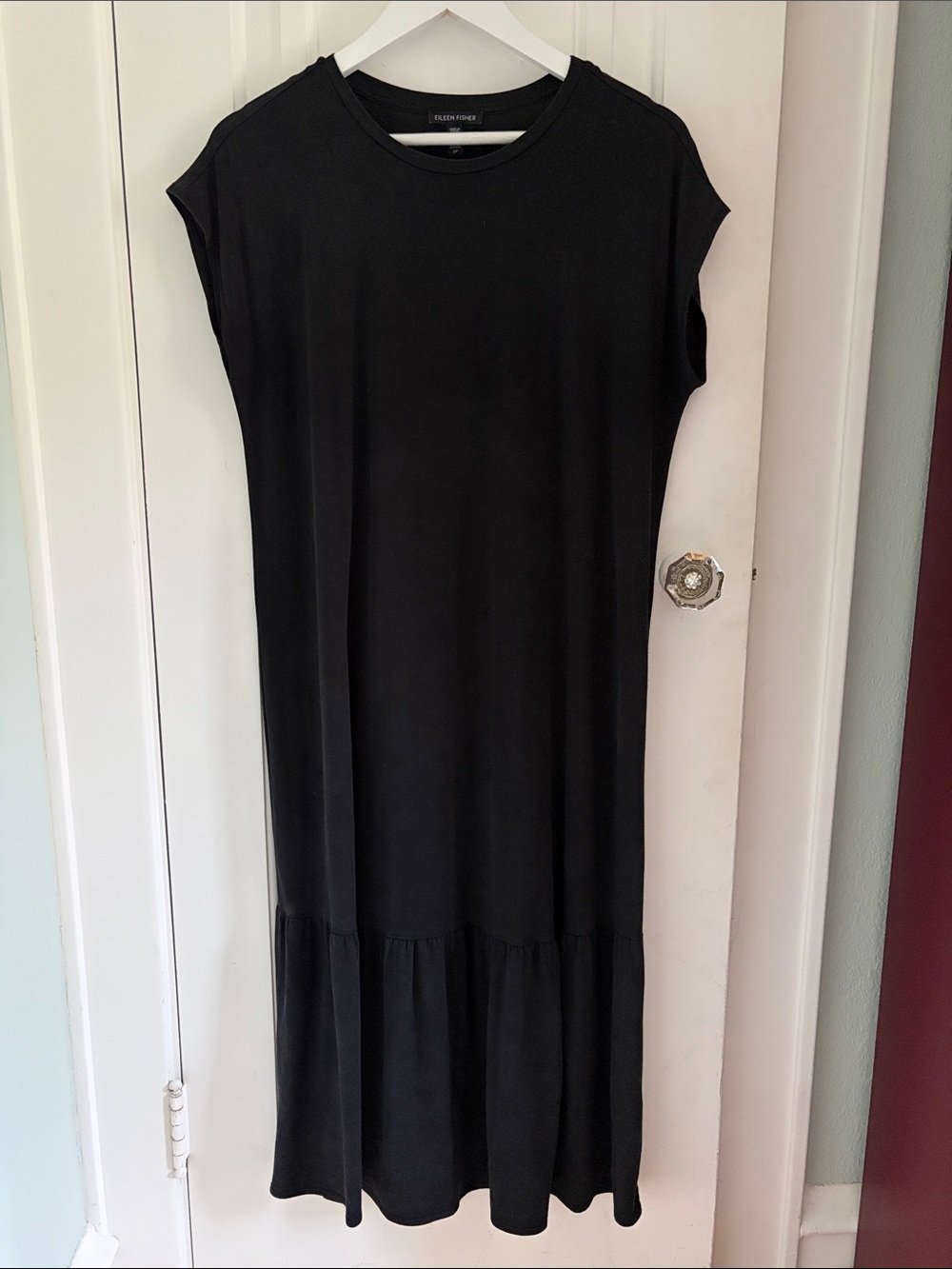 Eileen Fisher • Black Ruffle Hem Dress (Size S)